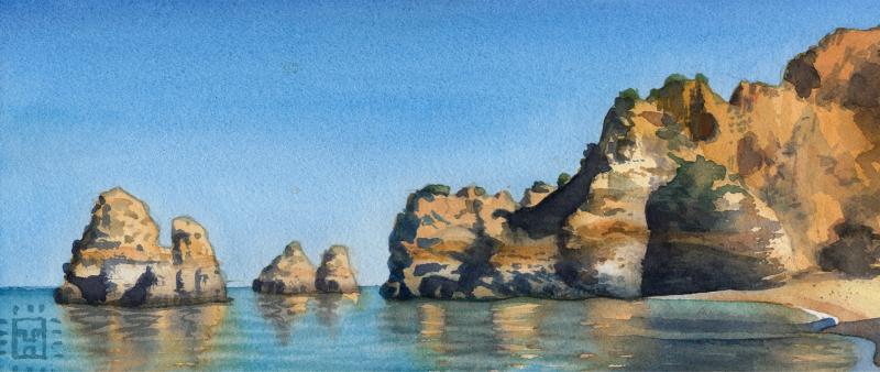 Stein, Strand & Steilküstein Aquarell