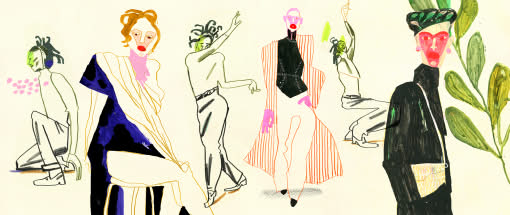 After Work: Lebendige Mode-Illustrationen mit Buntstift und Wasserfarbe